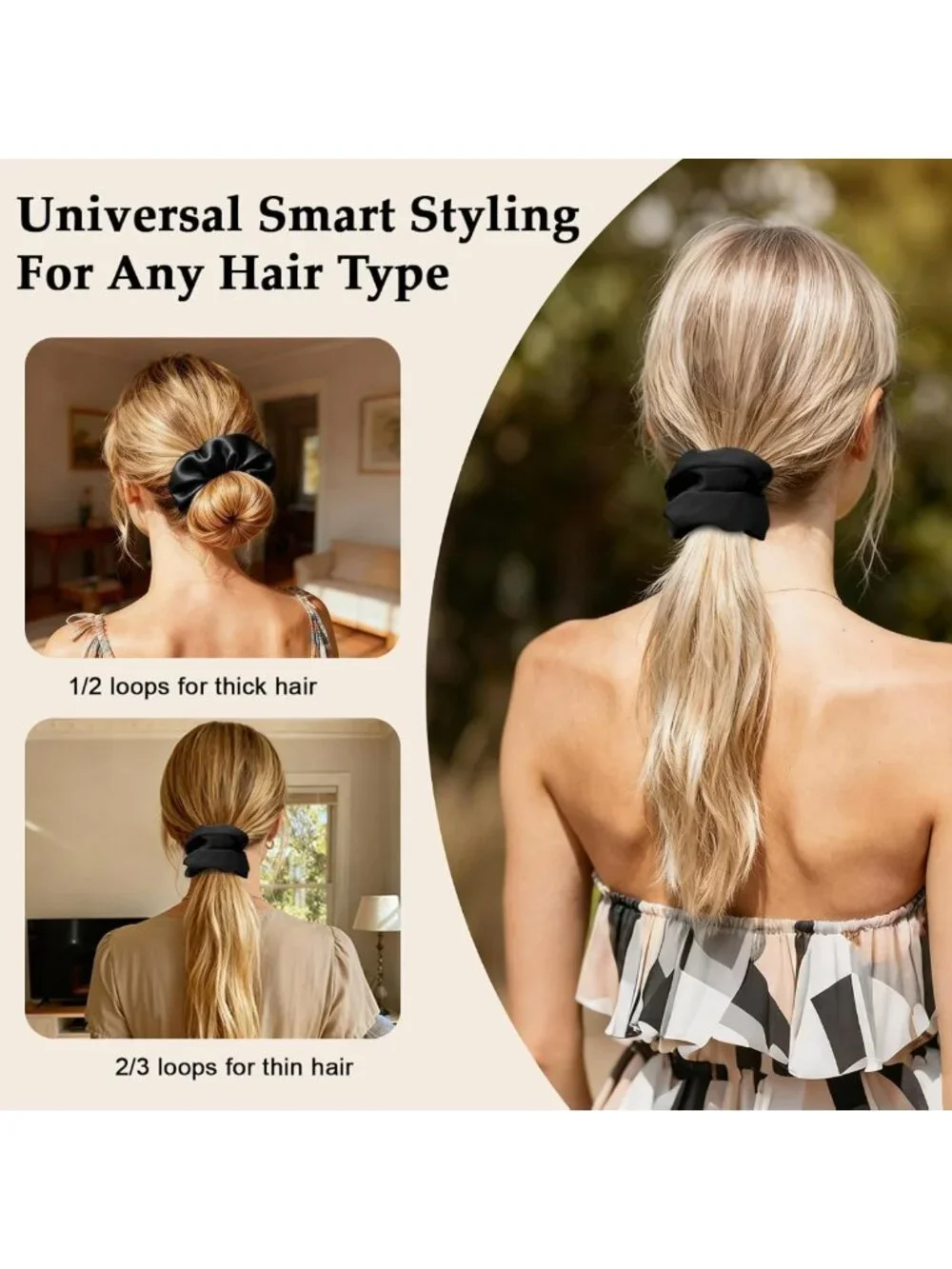 8PCS Satin Scrunchies for Women - No Crease, Frizz-Free Hair Ties, Soft